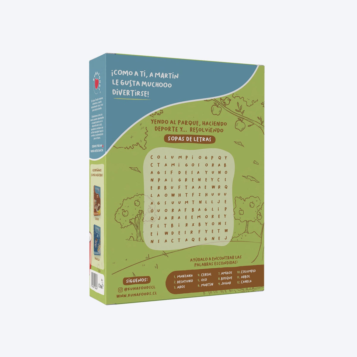 Caja Cereal Manzana Canela de Kuna Foods, cereal en caja sin azúcar añadida, pack de 12 unidades