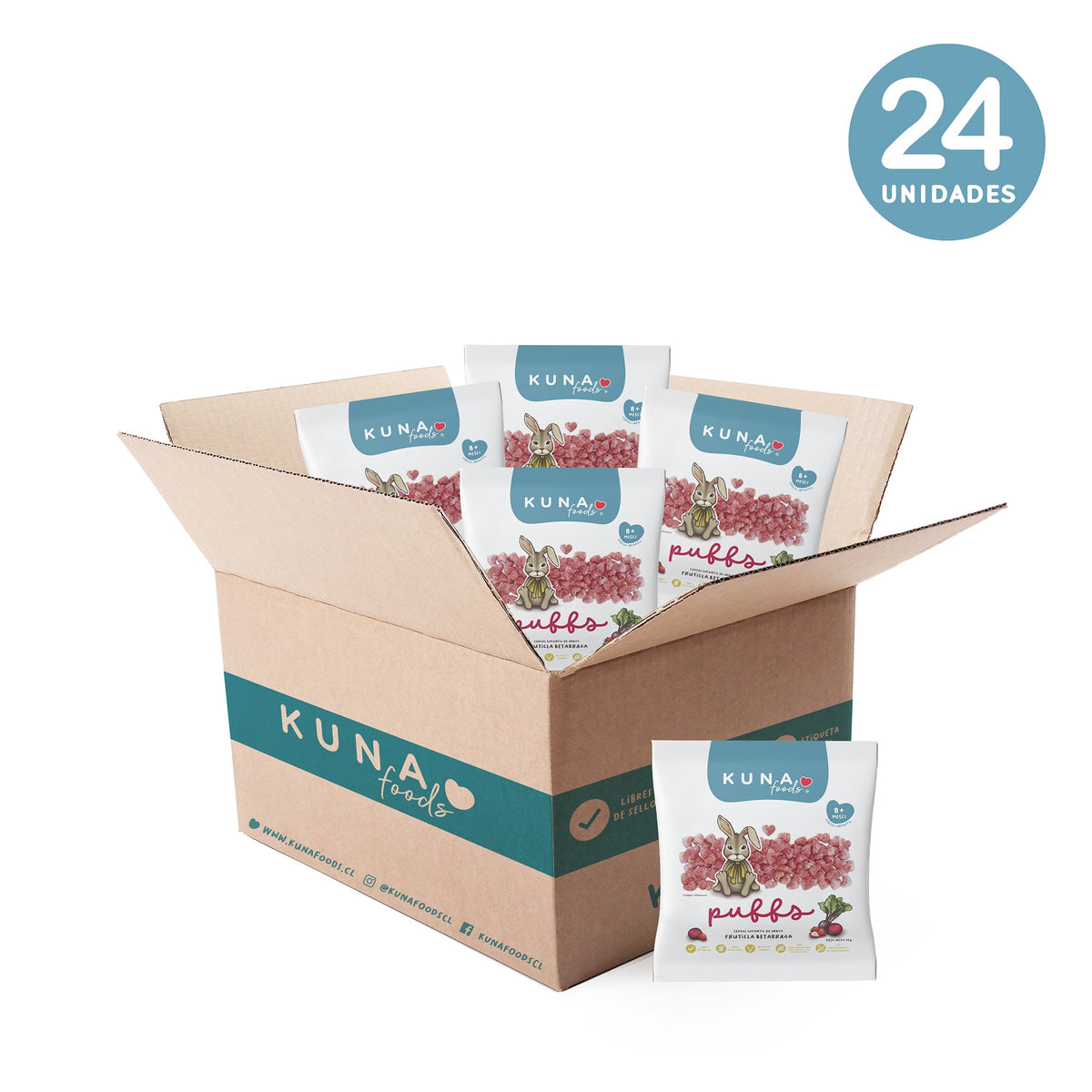 Caja Puffs Frutilla Betarraga Individual