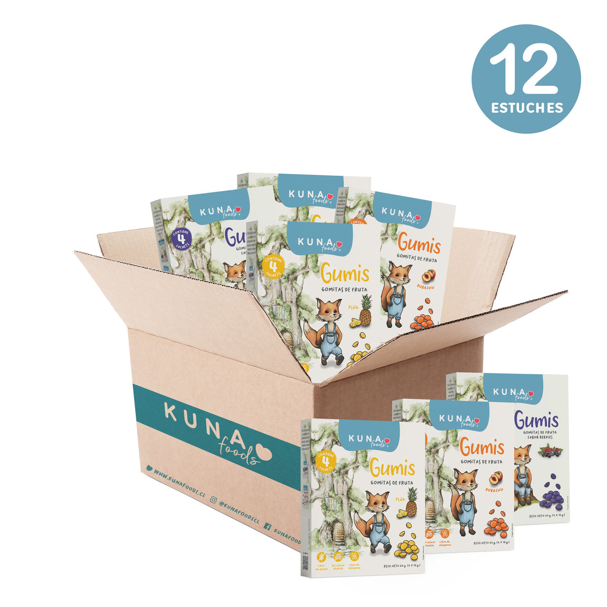 Caja Surtida Gumis Kuna Foods de gomitas de fruta veganas, sin azúcar añadida, sin gluten