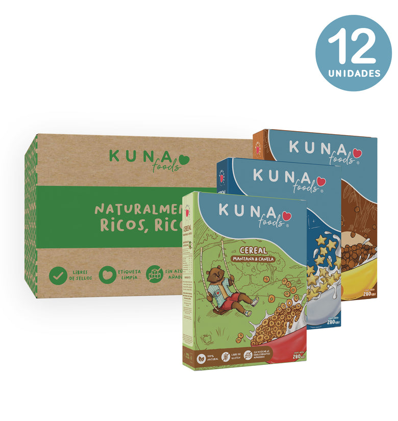 Caja Surtida Cereales:  Cacao, Vainilla y Manzana & Canela