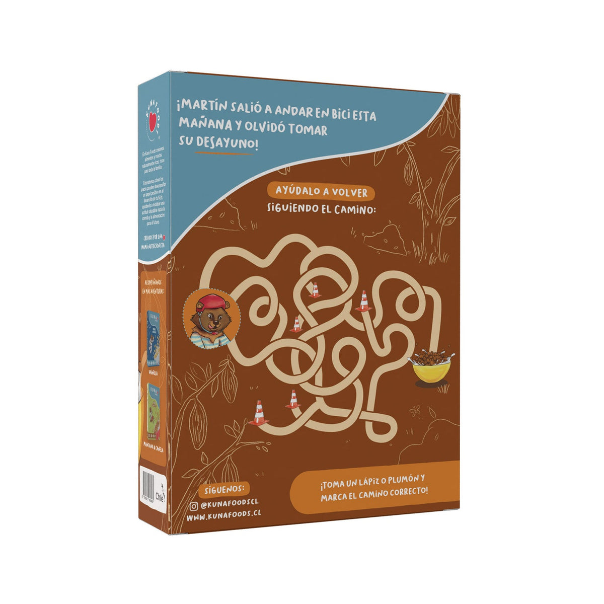 Cereal Cacao Kuna Foods cereal infantil de cacao natural sin azúcar añadida en caja marrón