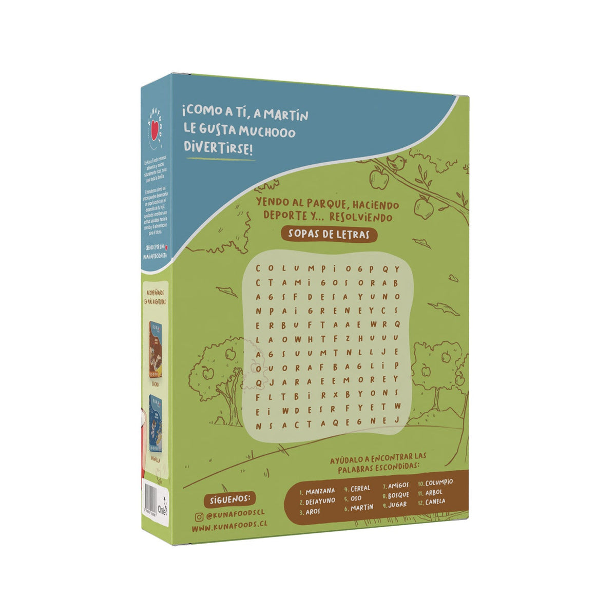 Cereal Manzana Canela de Kuna Foods, cereal infantil sin leche para más de 18 meses, caja verde
