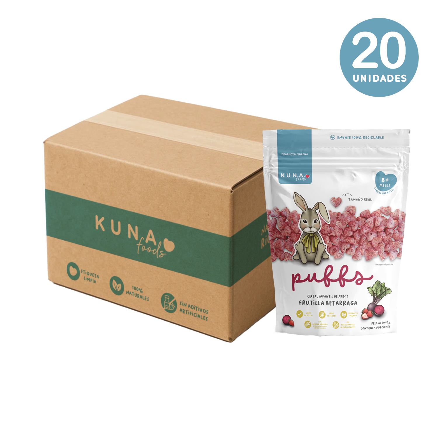 Caja Puffs Frutilla Betarraga Familiar