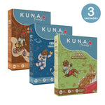 Mix Cereales Kuna Foods cereal sin gluten en pack de 3 cajas, tonos azul y verde con ilustraciones