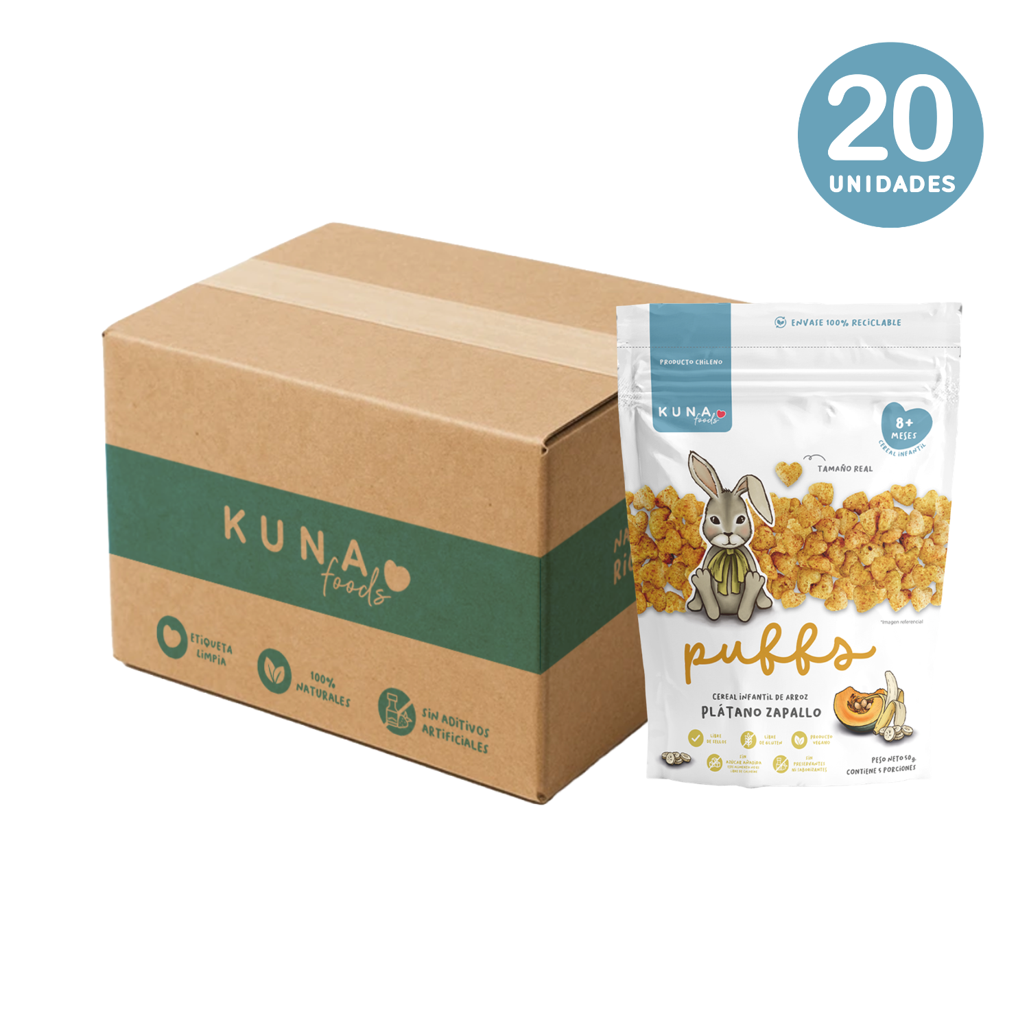 Caja Puffs Plátano Zapallo Familiar