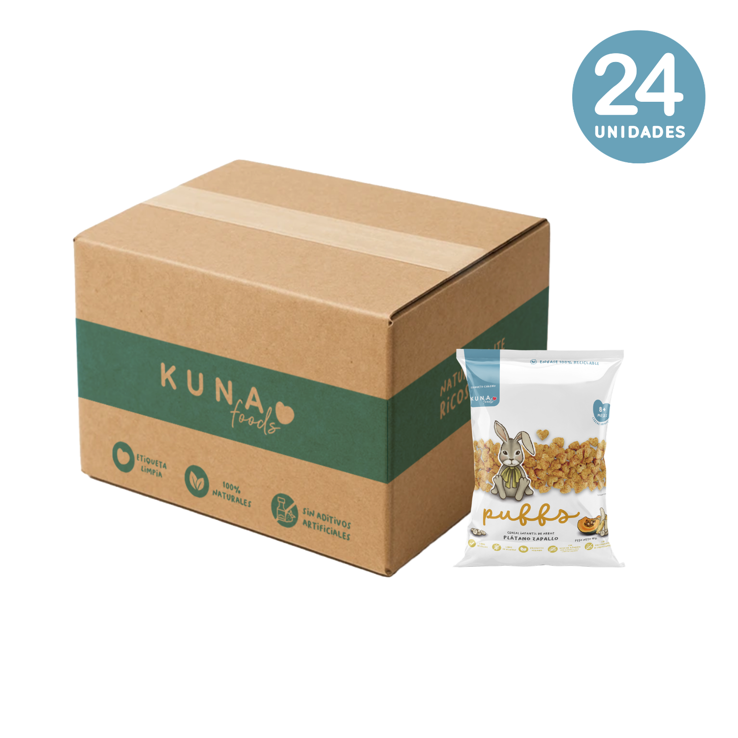 CAJA PUFFS PLÁTANO ZAPALLO INDIVIDUAL - 24 x 10GR