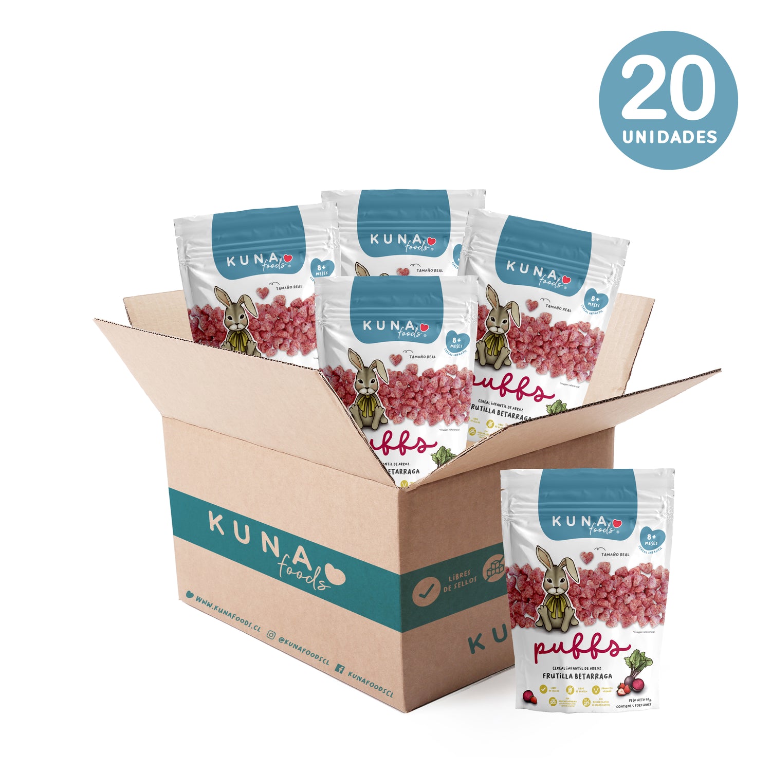 Caja Puffs Frutilla Betarraga Familiar