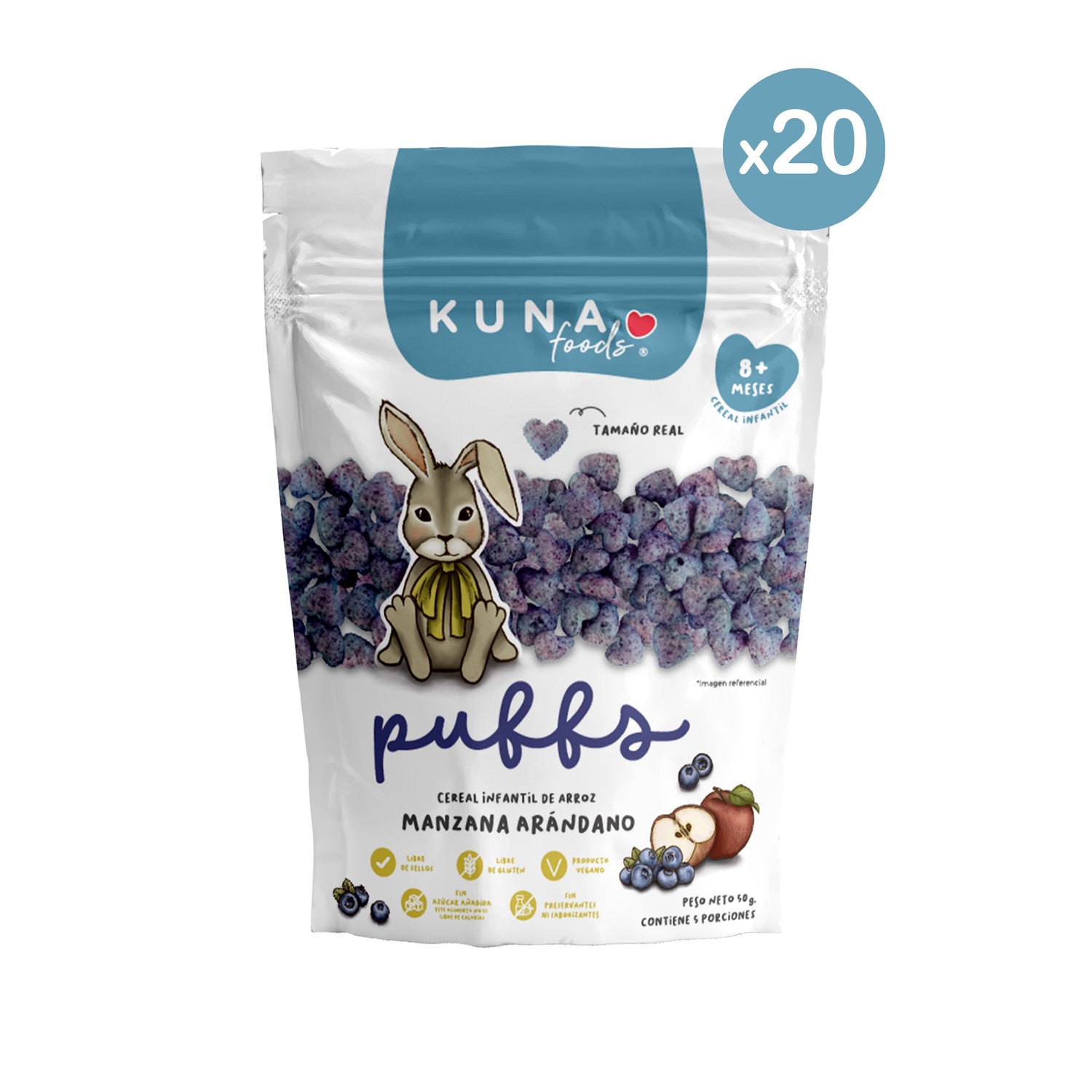 Caja Puffs Manzana Arándano Familiar