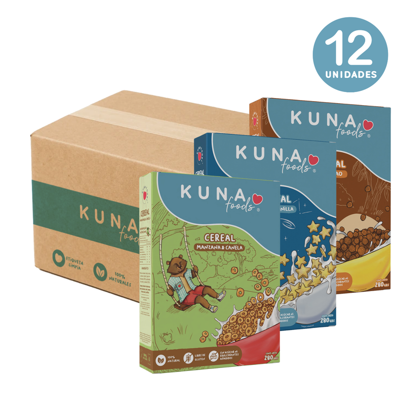 Caja Surtida Cereales:  Cacao, Vainilla y Manzana & Canela